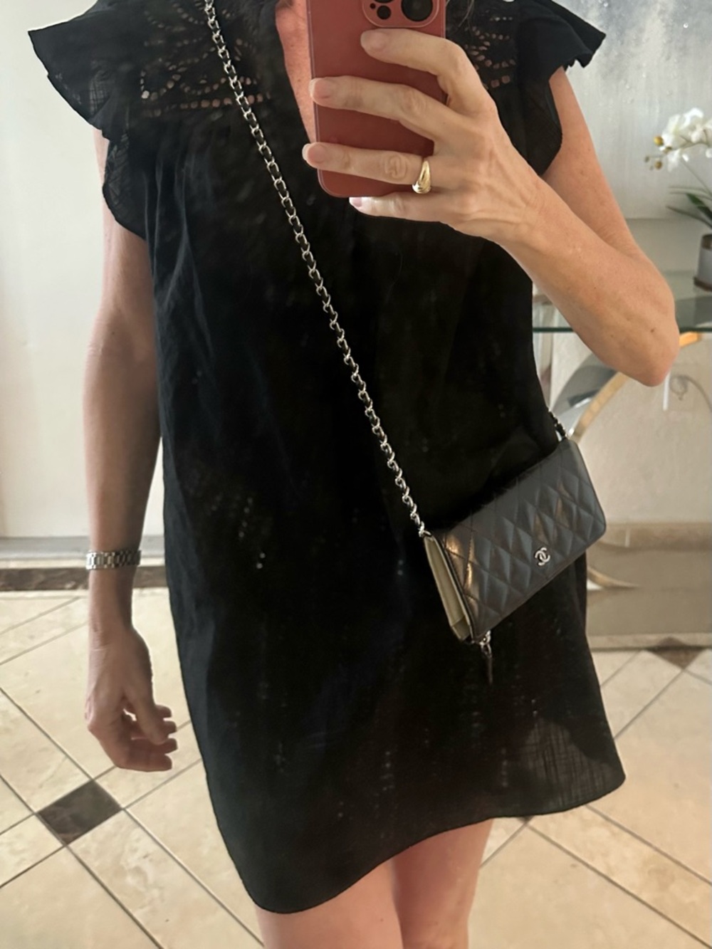 Authentic CHANEL Black Quilted Leather Wallet With Chain . Customized - Picture 12 of 12